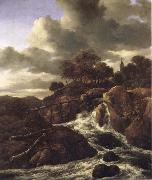 Jacob van Ruisdael A Waterfall with Rocky Hilla and Trees oil painting on canvas